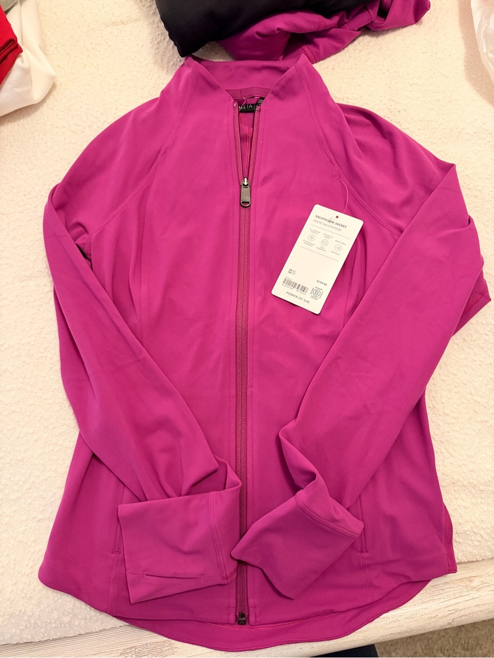Athleta Magenta Full-Zip Hooded Active Jacket